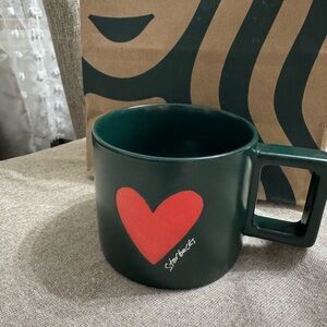 New Release Brand new Starbucks Dark Green Mug with Red Heart
